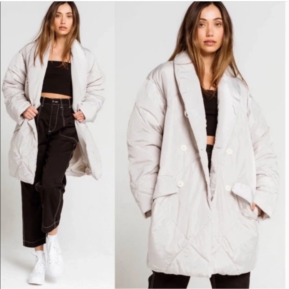 Free People Ella Puffa Coat in Mineral Dust SzXS